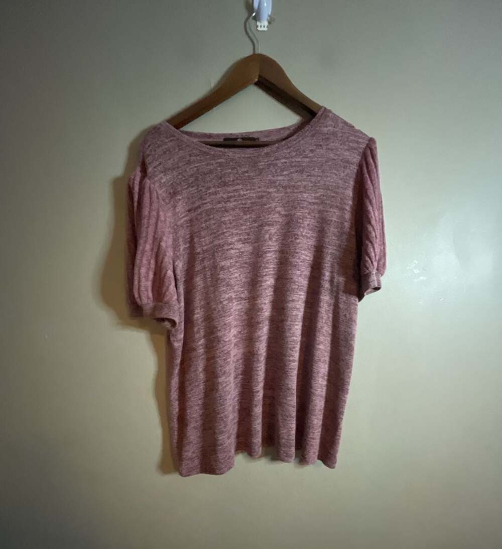 Lillusory Women's Short Sleeve Puff Sleeve Crew Neck Knit Top